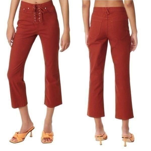 Circus Lace-up Boot Cut Crop Jeans Brown Size 25 NWT 70 MSRP