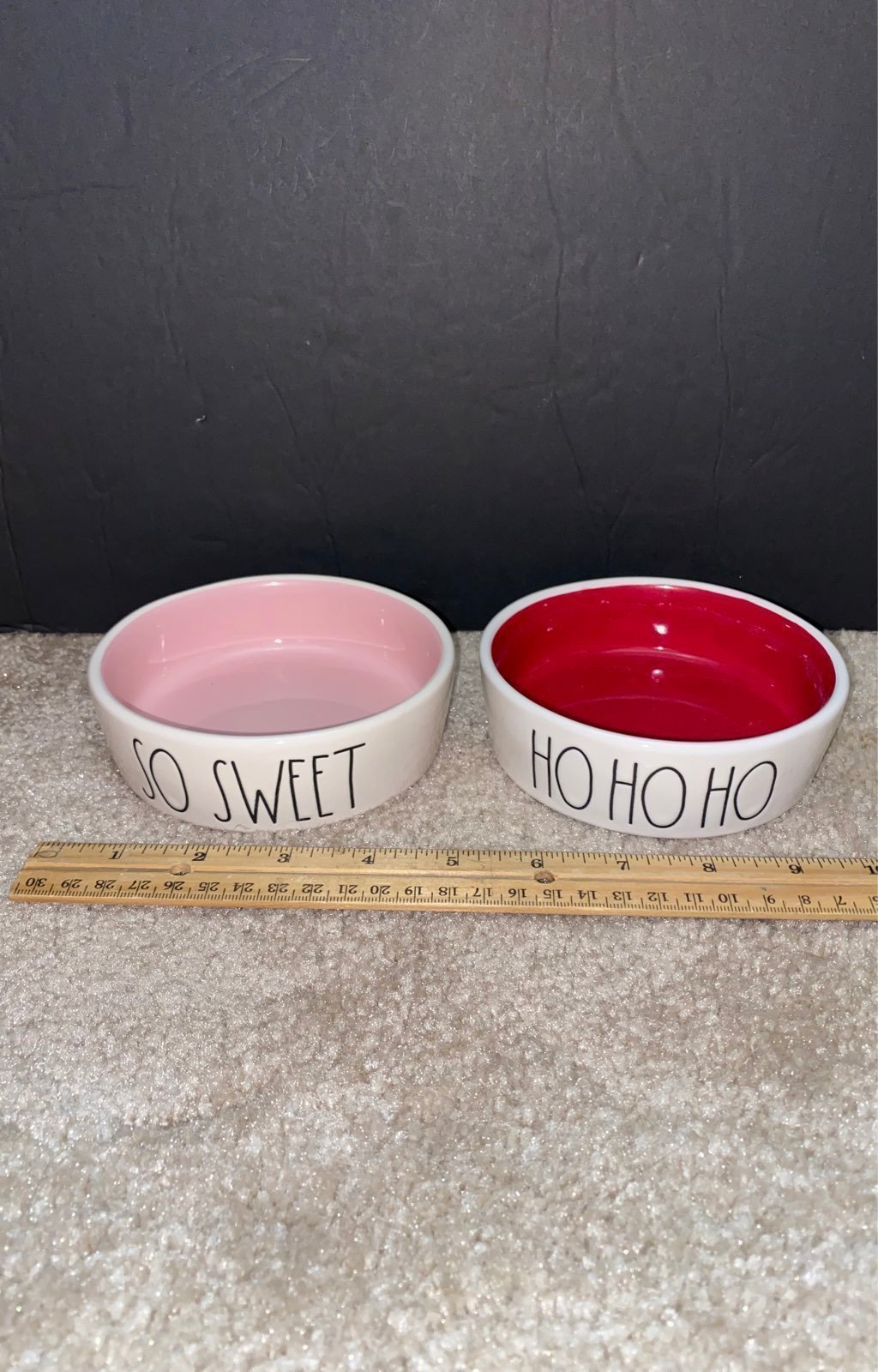 2 Rae Dunn 5 Holiday Pet Bowls