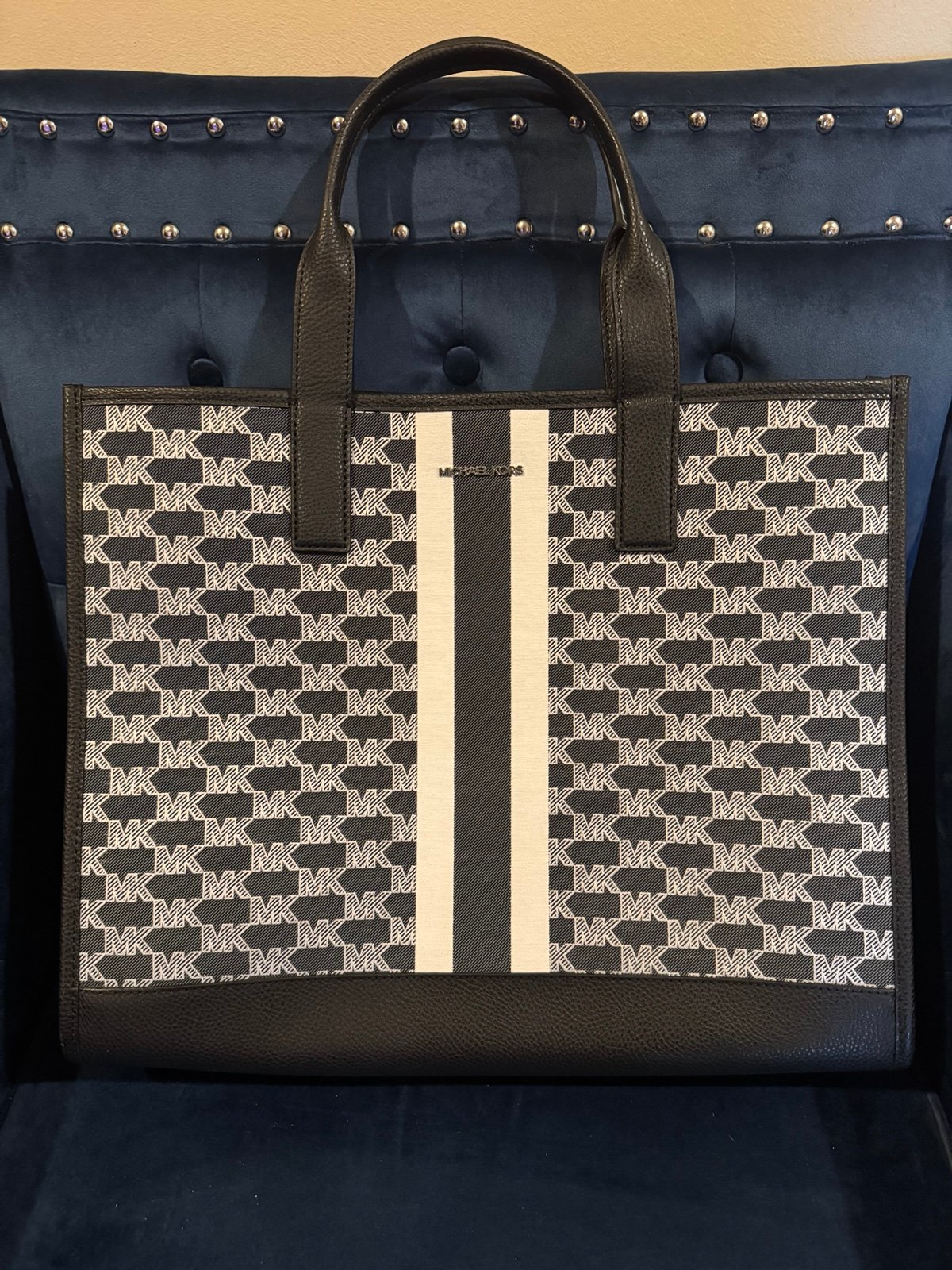 Cooper Striped Logo Jacquard Tote Bag Michael Kors