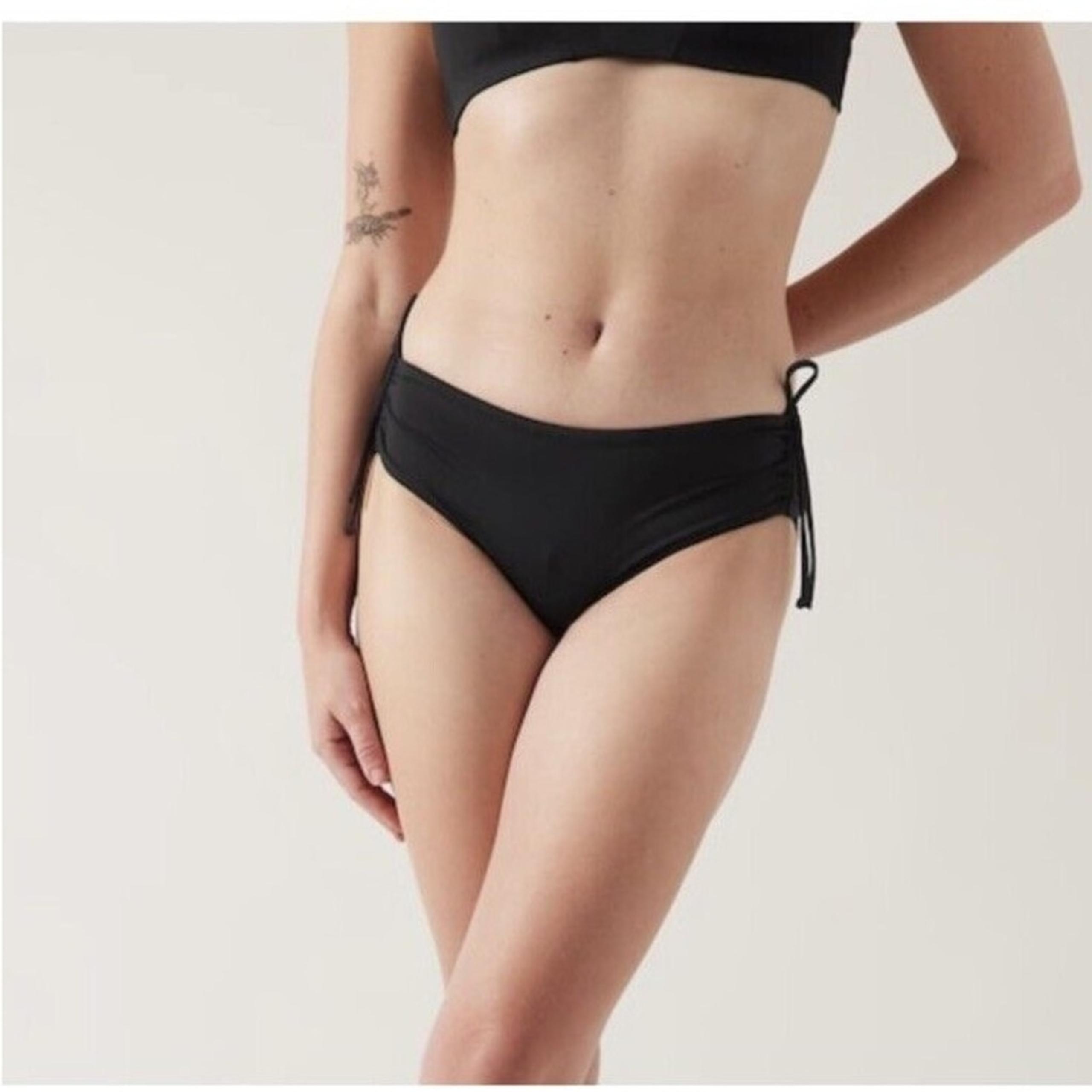 Athleta women’s XL black bikini bottoms swimsuit swim tie sides full coverage