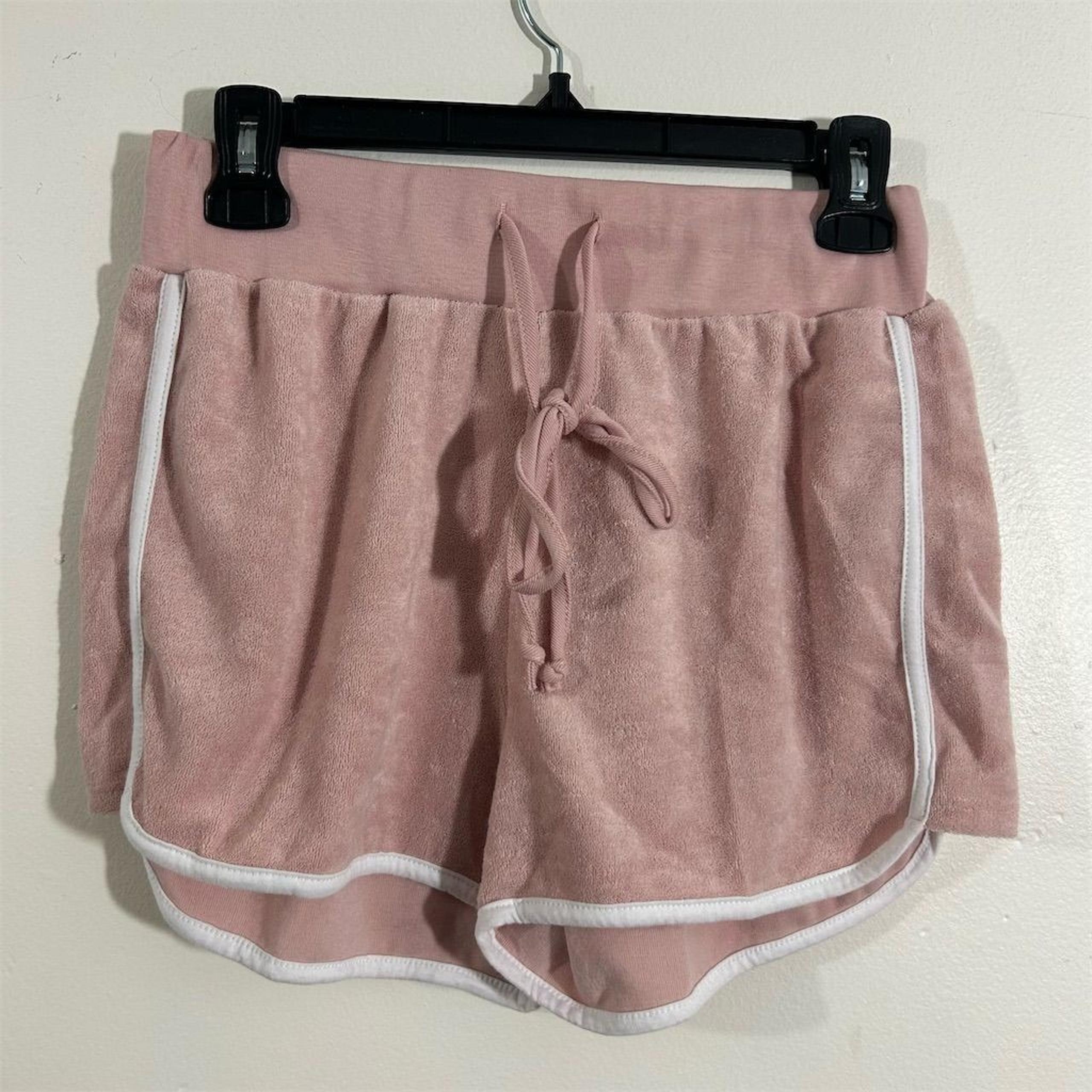 ROWA Women's Pink Velour Dolphin-Hem Shorts Size M Casual NWT