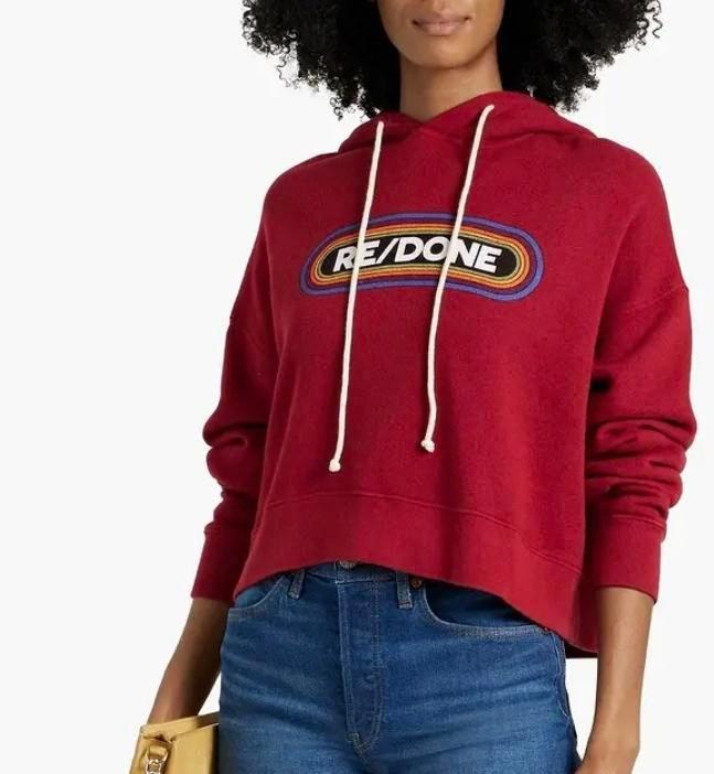 RE/DONE 80s Cropped Logo-Print Hoodie NWT