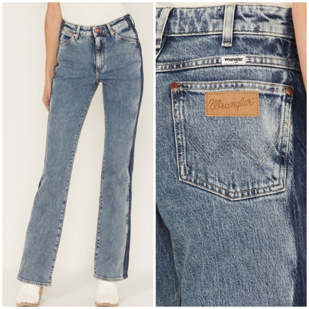 NWT Wrangler Westward 626 Two tone ColorBlock Hi Rise Bootcut Jeans Size 27 x 30