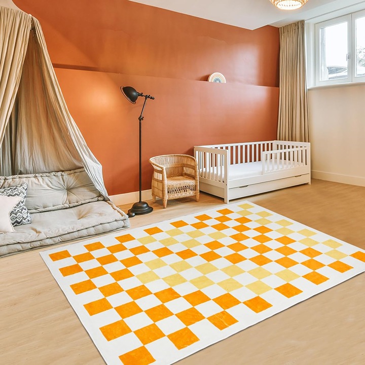 Checkered Rug Washable Boho Checkerboard Area Rug fad2