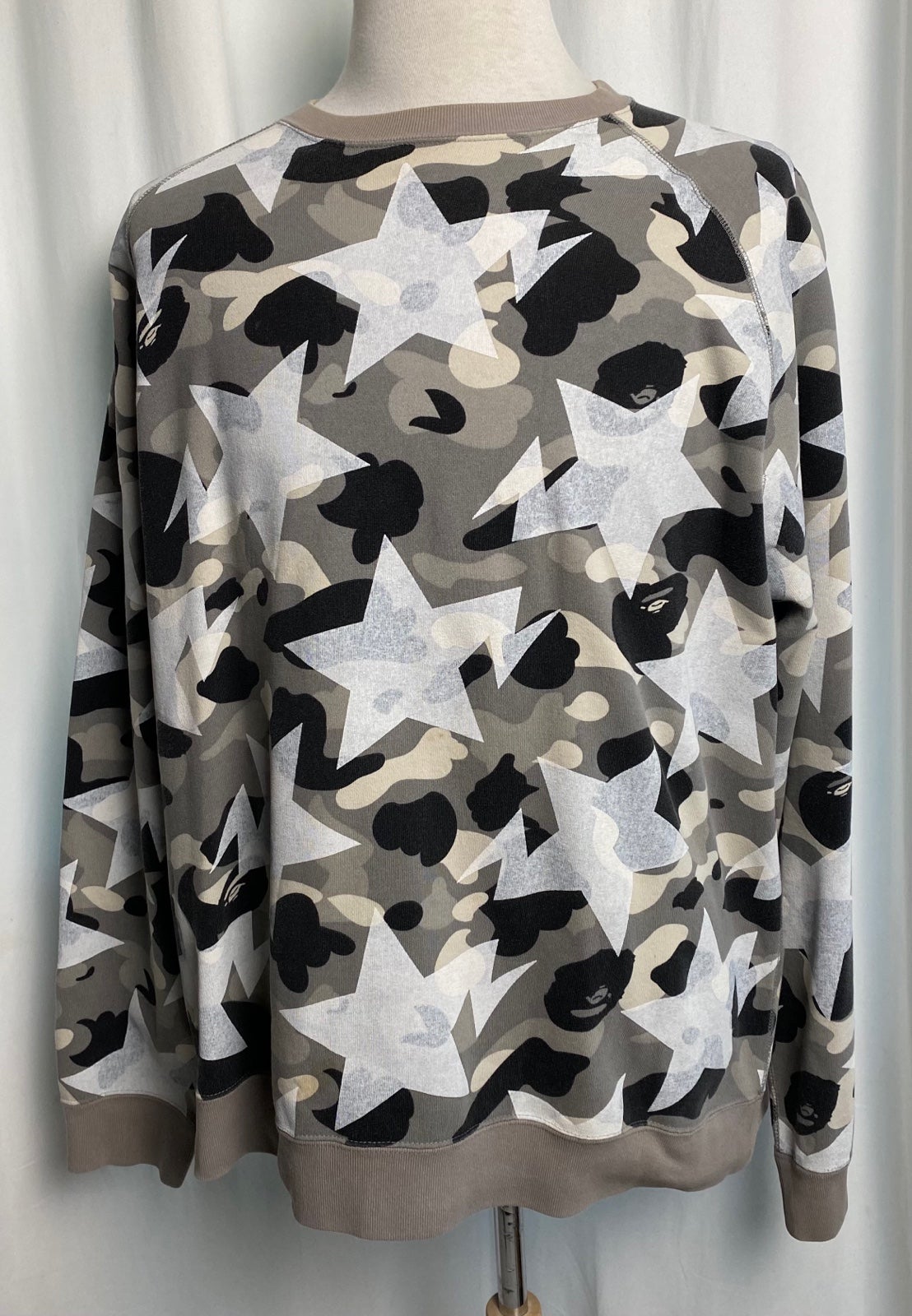 A Bathing Ape Classics Bape Bapesta Black Grey Camo Screen Print Men’s XL Rare