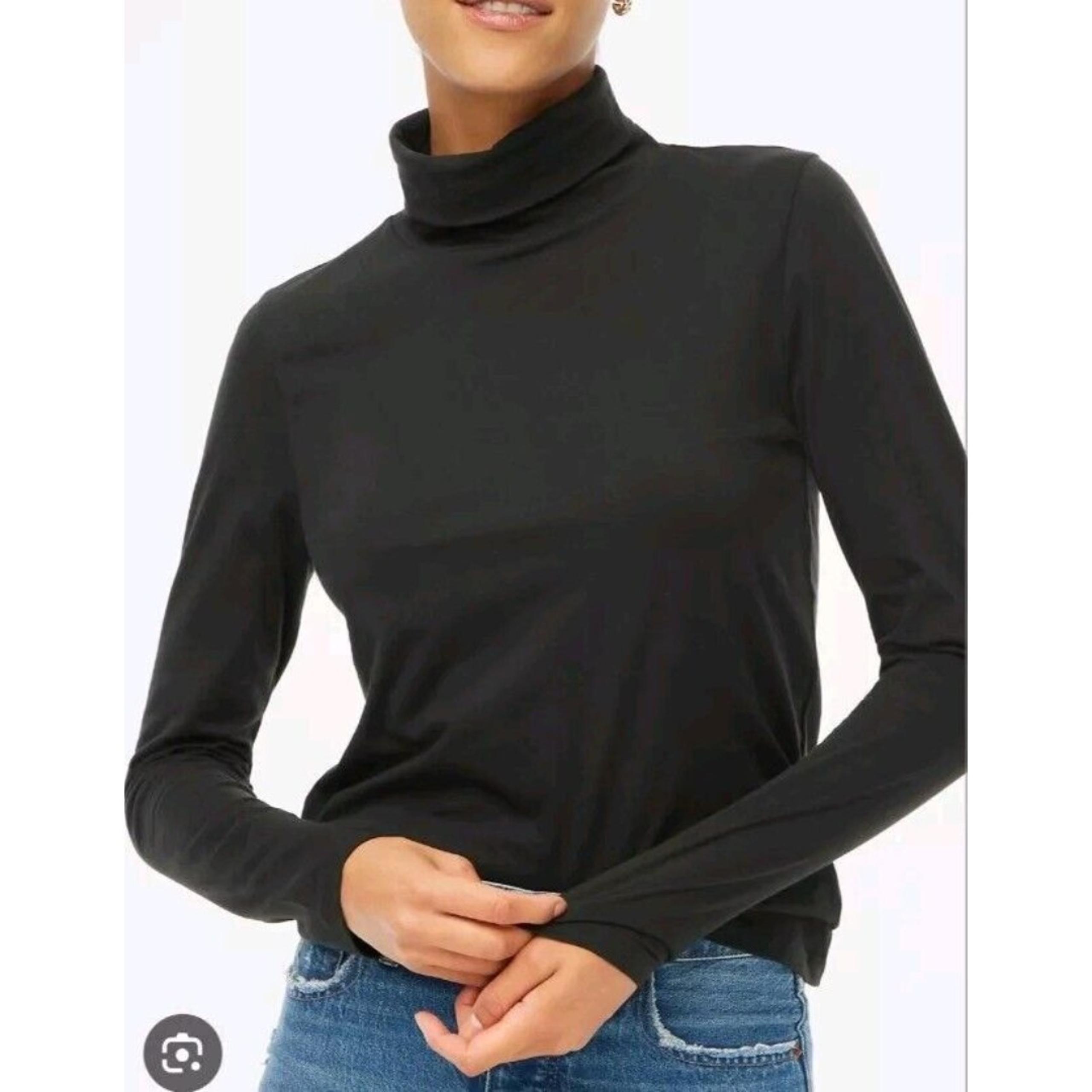 J Crew Women's Tissue Turtleneck Long Sleeve Shirt Black Size S