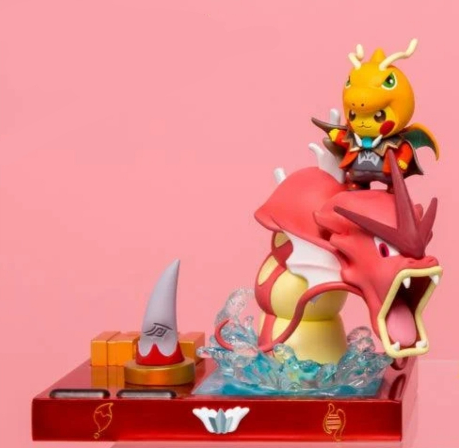 Pokemon Shiny Gyarados & Cosplay Pikachu Anime Statue Figure