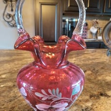 Fenton's 95th -The Glass Legacy - Cranberry Basket w/Ruffle Edge