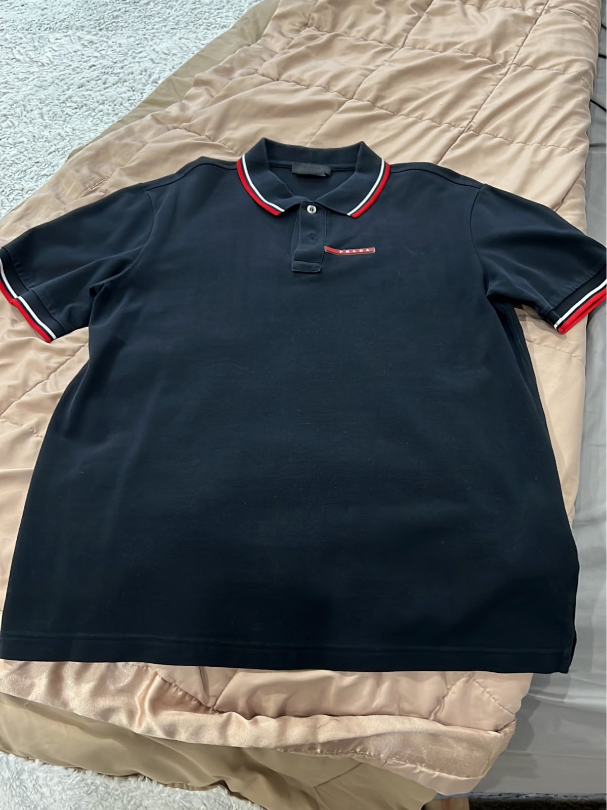Mens Prada Black Short Sleeve Polo Button up size XL