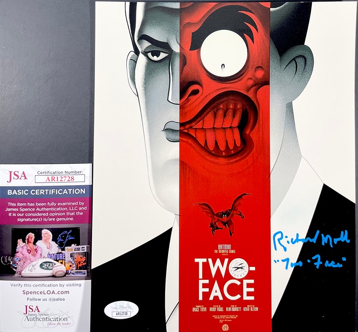 Richard Moll Signed Batman The Animated Series Two-Face 8x10 Photo F JSA COA