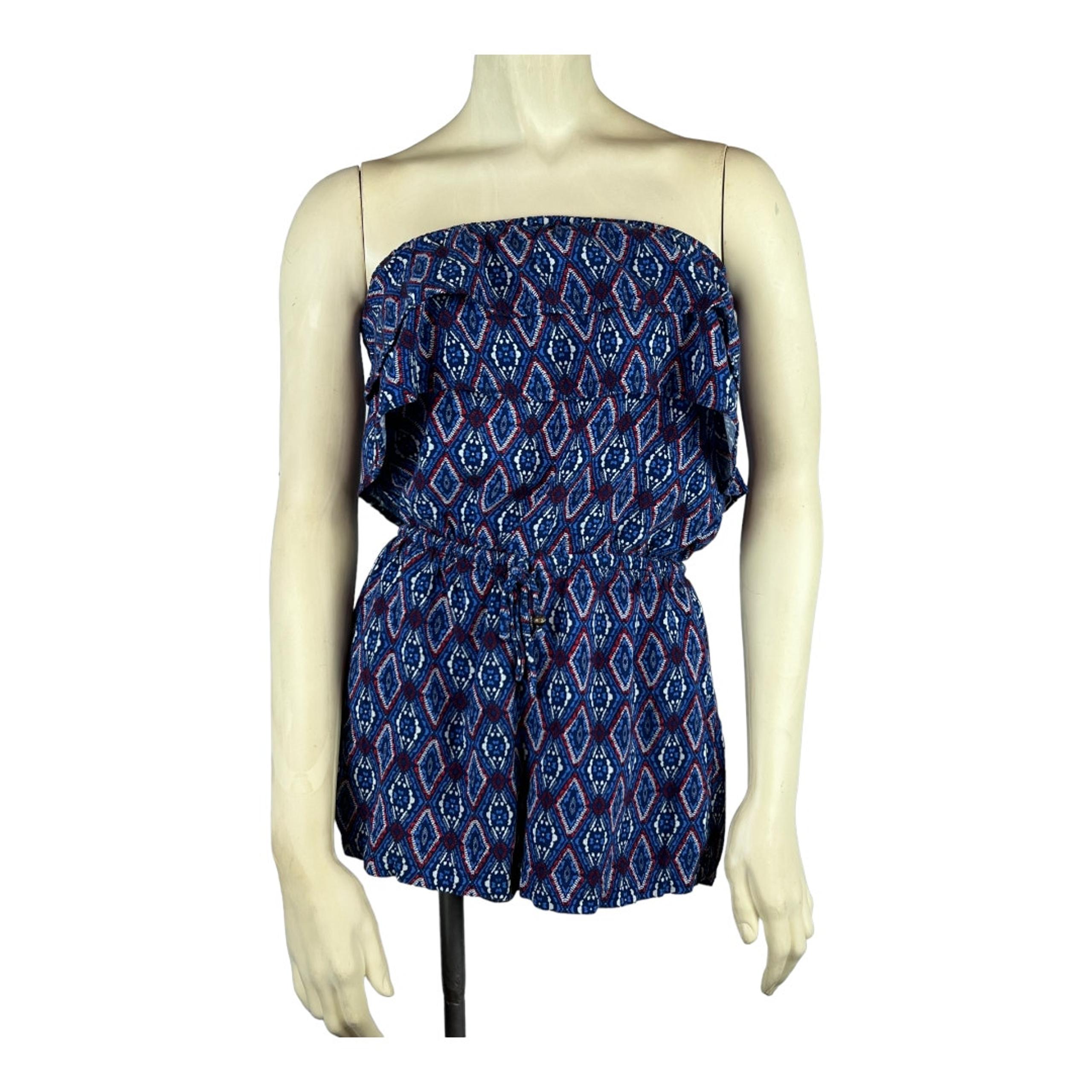Aeropostale Rayon Romper Strapless XS blue Ruffled Shorts