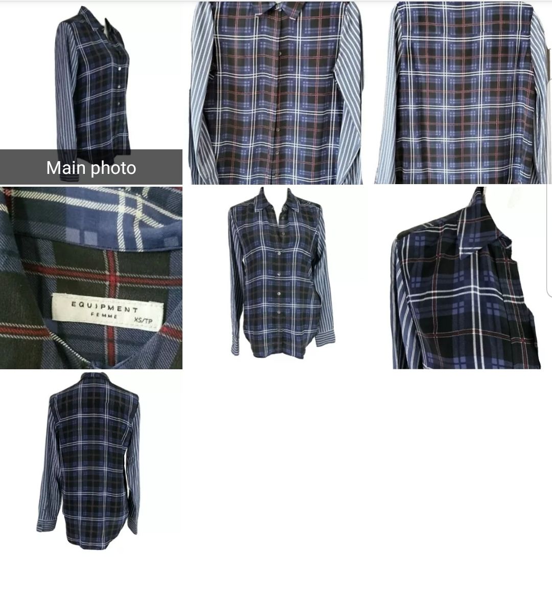 Equipment Femme Size XS Plaid 100% Silk