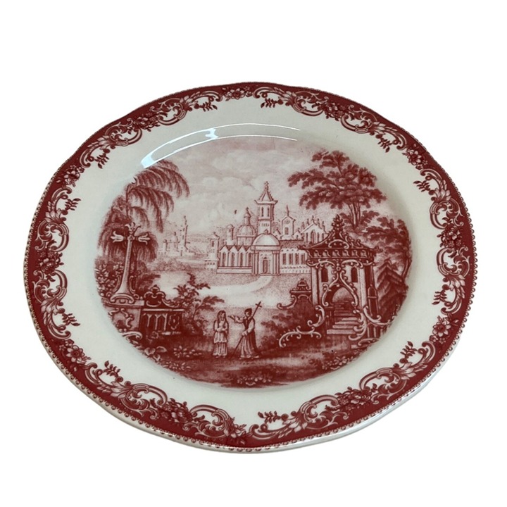 Burton & Burton Red Toile Transferware Dinner Plate 10