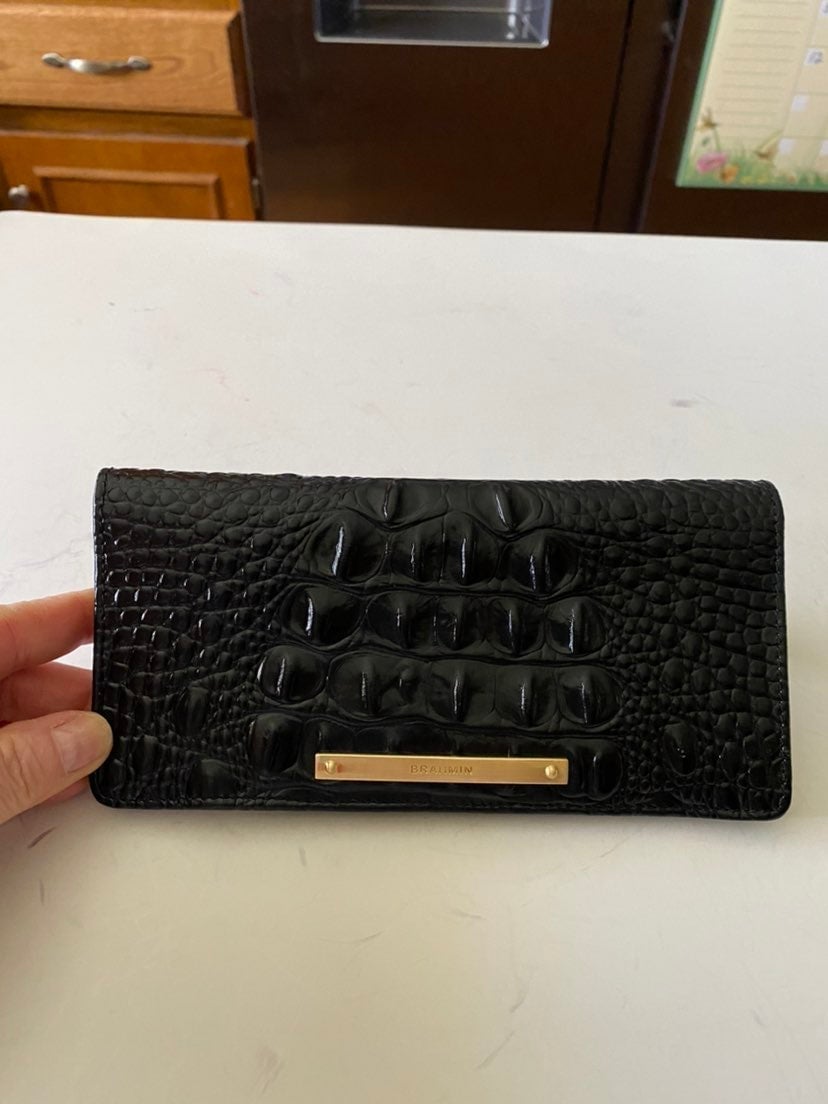 Brahmin Black Crocodile Emboss Leather Clutch. NWOT
