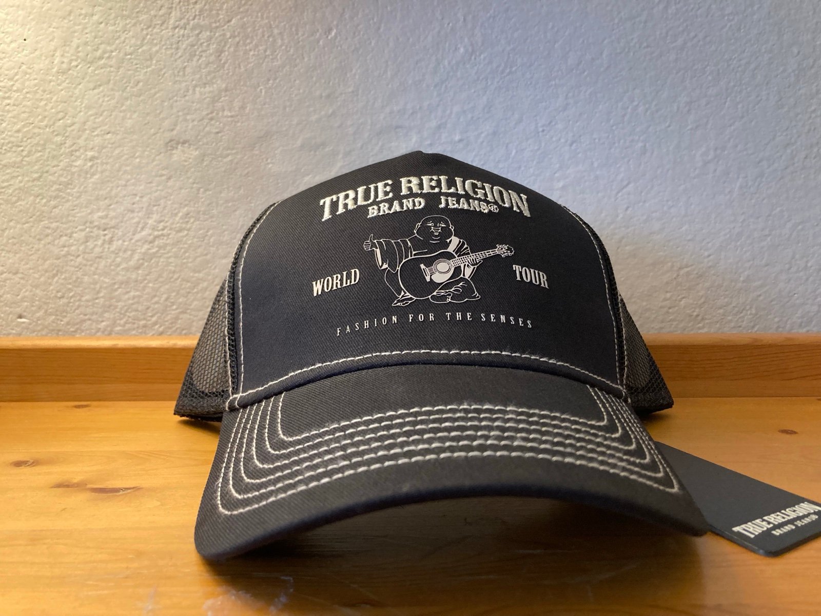 MENS TRUE RELIGION BUDDHA BLACK SNAPBACK TRUCKER HAT ADJUSTABLE CAP