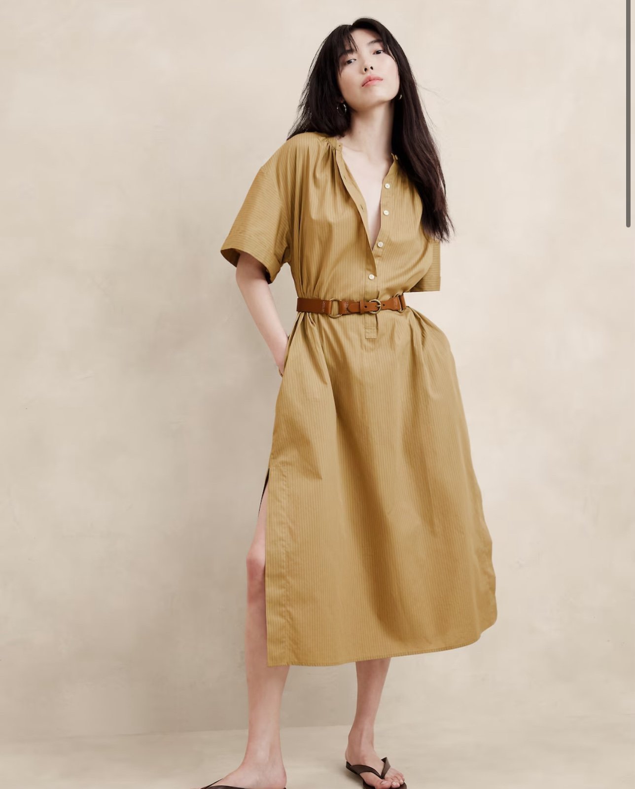 BNWT Khaki Poplin Kaftan Dress - XXSP