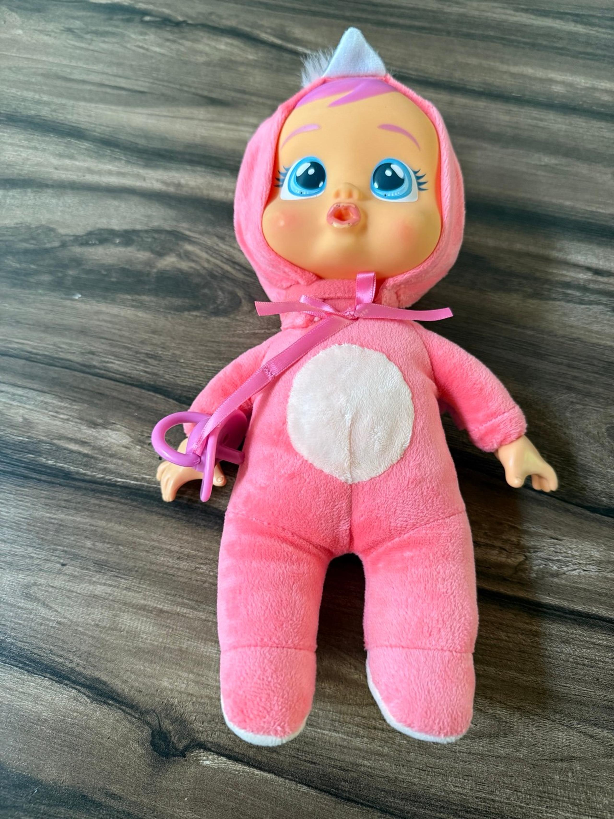 Cry Babies Tiny Cuddles Fancy - 9 inch Baby Doll, Cries Real tears, Pink