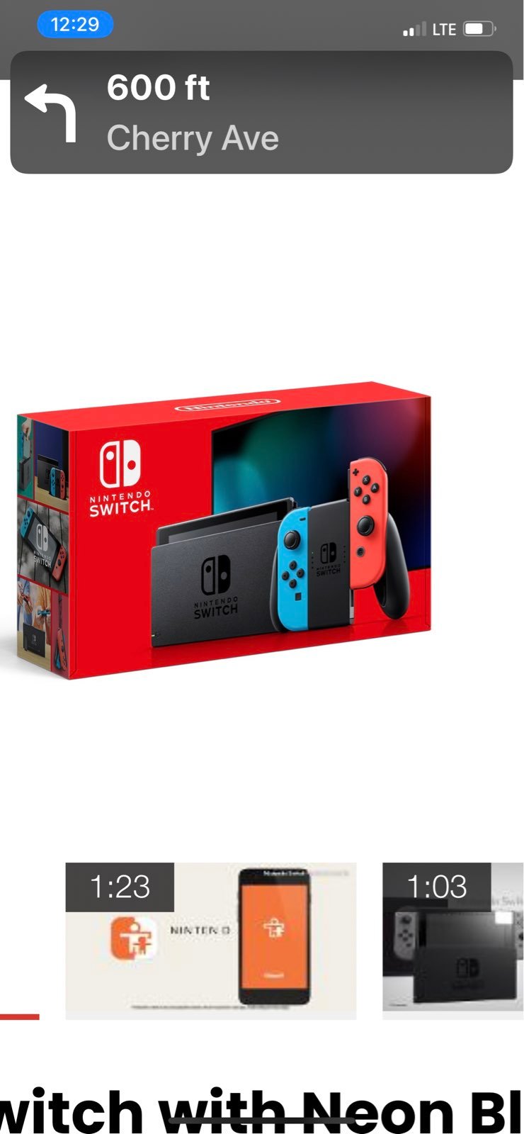 Nintendo Switch console with joy con