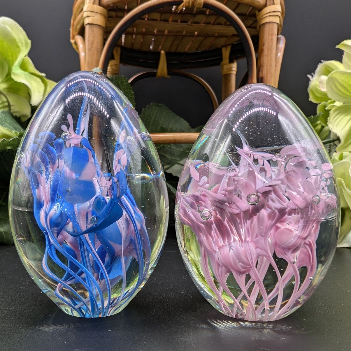 Vintage Glass Paperweights Made w/Mt. St. Helens Ash by Roger Vines Signed & Dtd