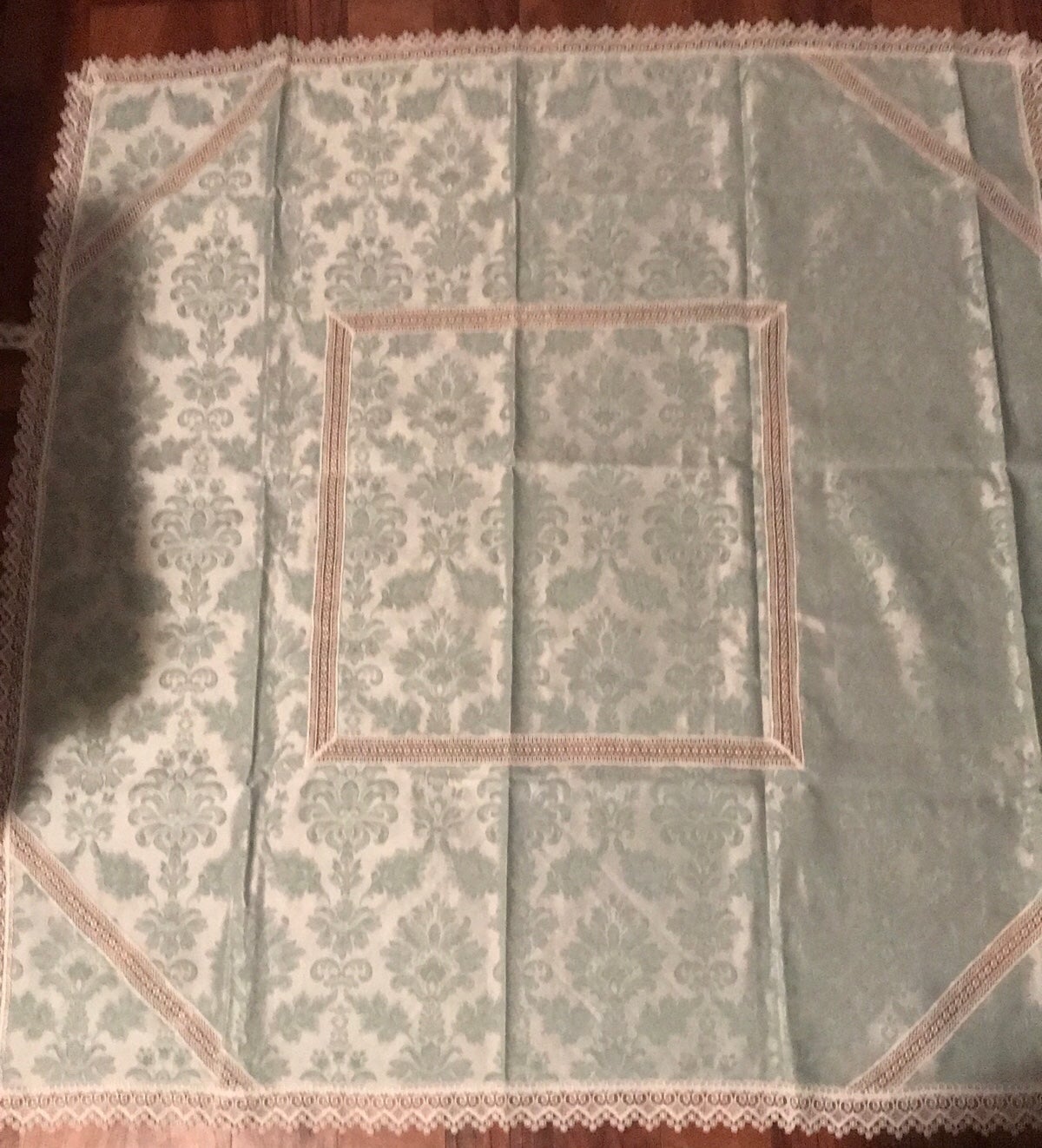 Handmade Embroidered Square Tablecloth Tapestry for center of table .
