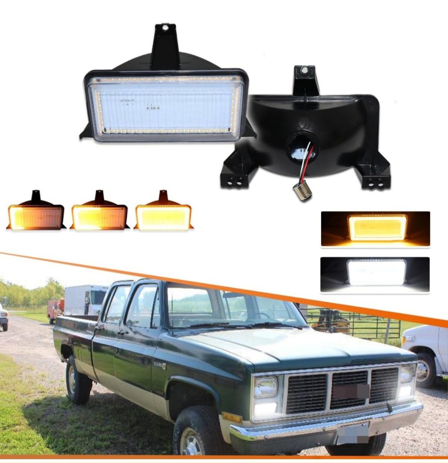 Clear Lens Front Turn Signal Lights front Bumper Parking Lamps For 1983-87 Chevr