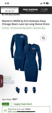 Women's WEAR by Erin Andrews Navy Chicago Bears Lace Up Long Sleeve Dress retail