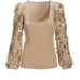 Boston Proper Embroidered Paillette Sequin Sleeve Velvet Knit Top sizes XS