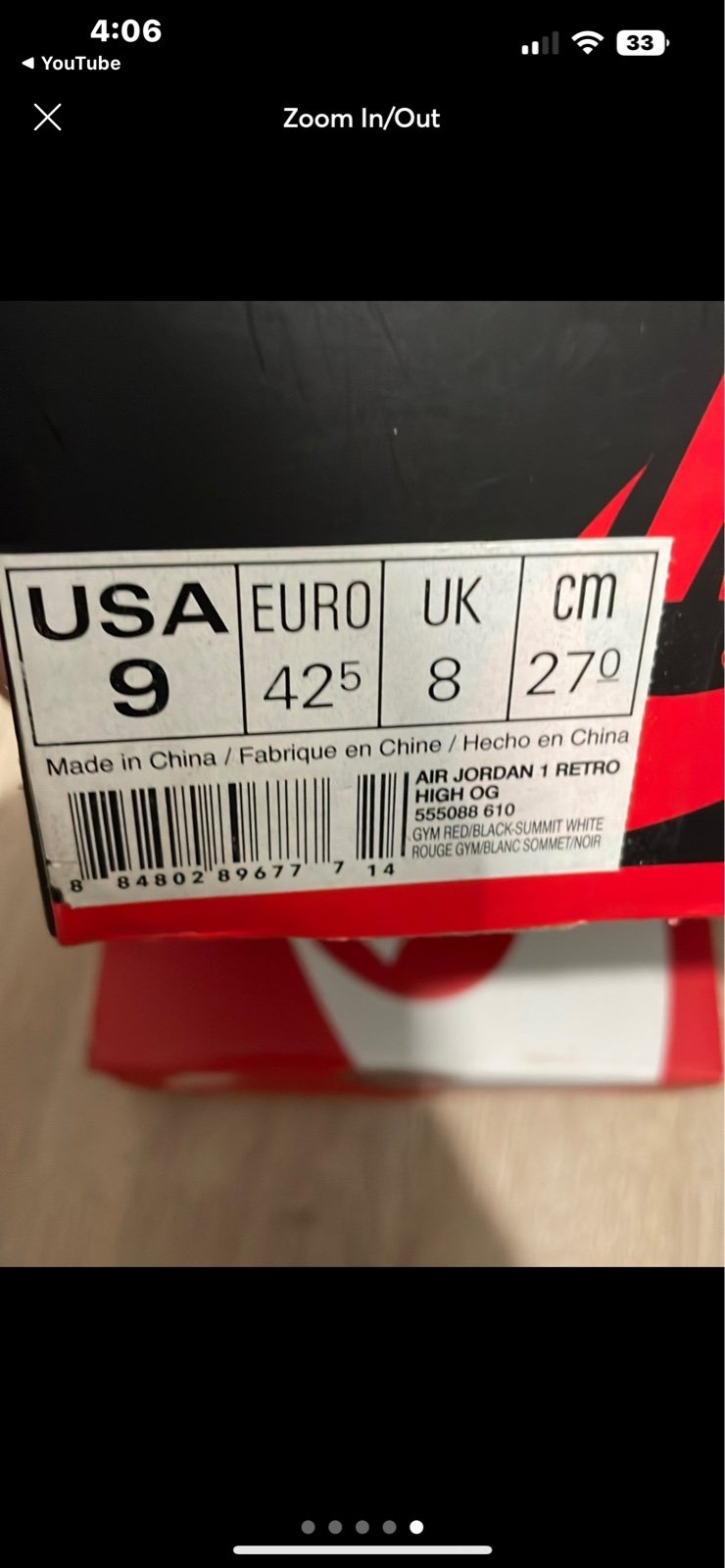 Air Jordan 1 Retro High OG ‘Bred Toe’ 555088-610
