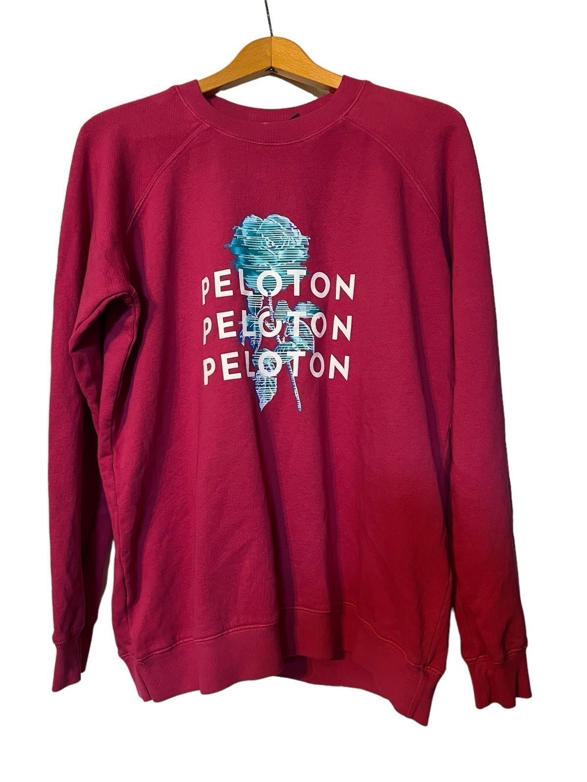 Peloton Rose Pink Sweatshirt with blue flower