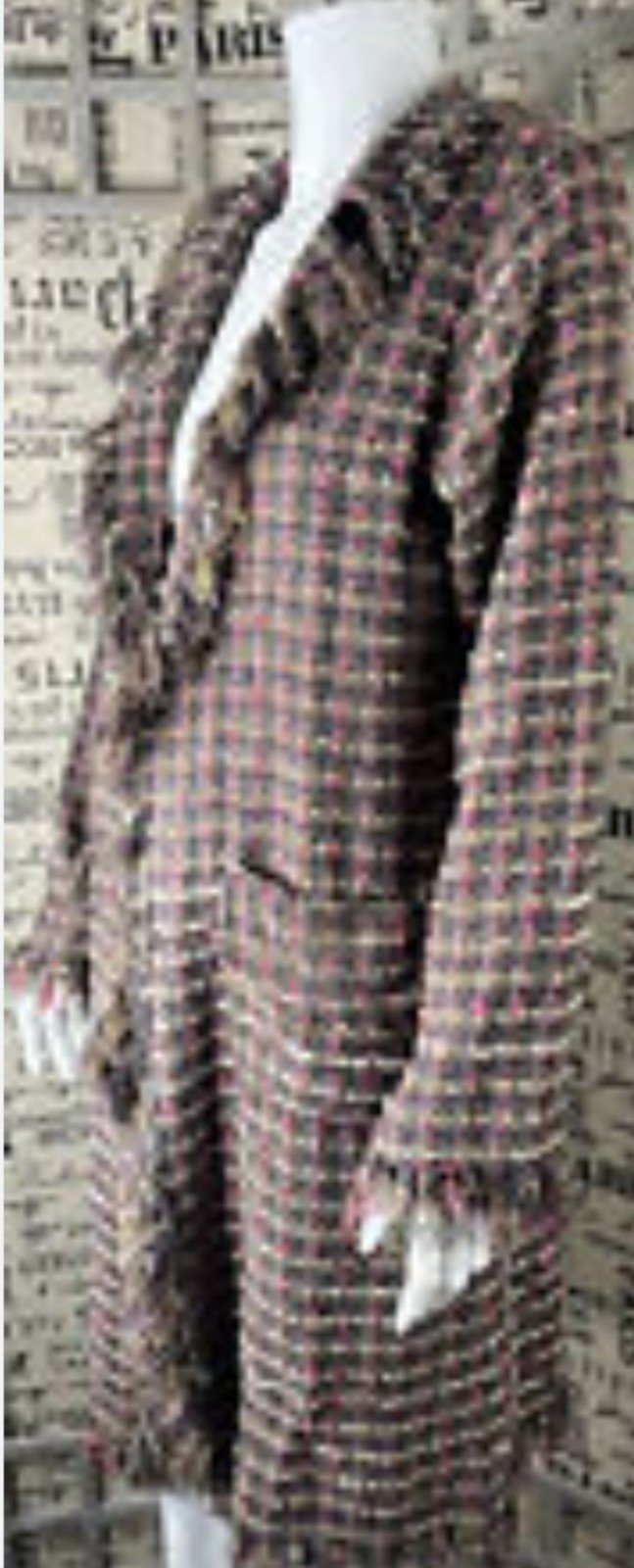 Vtg CMC LONG COAT Trench Color Me Cotton Button Up Long Sleeve pockets Pink S M
