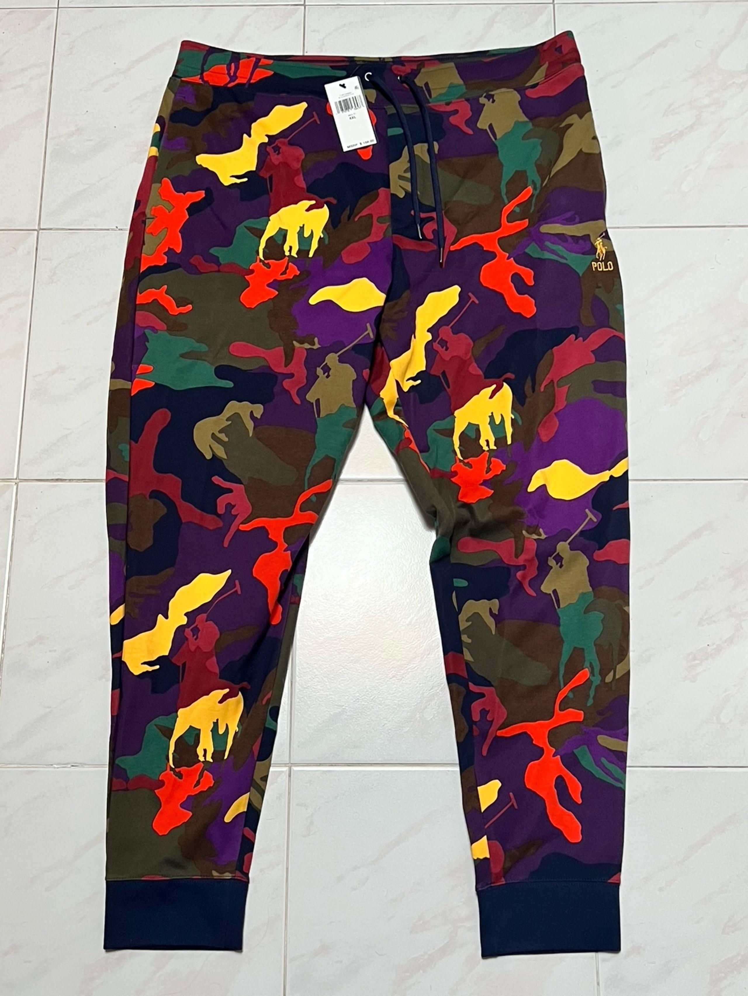 Polo Ralph Lauren Double Knit Joggers Pants Multicolor Camouflage Men 2XL $168