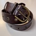 FRYE Brown Leather Brass Gold Hardware Buckle Studs Details Women Belt Size L