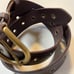 FRYE Brown Leather Brass Gold Hardware Buckle Studs Details Women Belt Size L