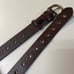 FRYE Brown Leather Brass Gold Hardware Buckle Studs Details Women Belt Size L