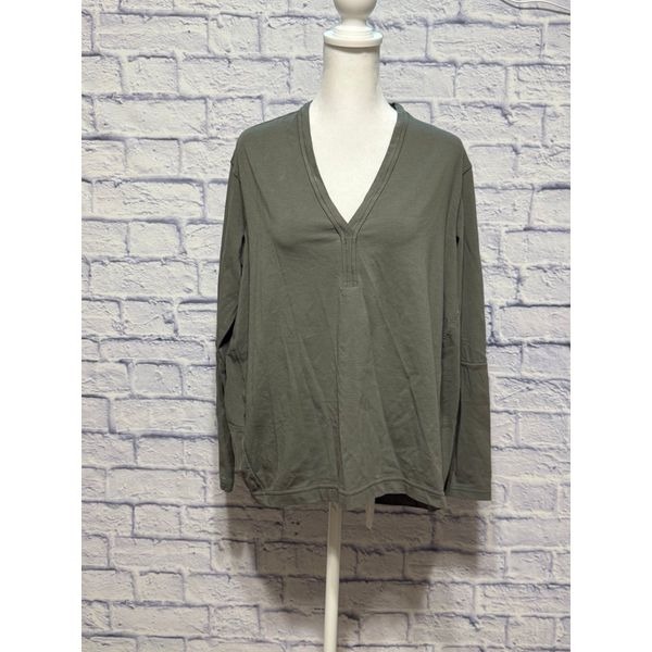 Lululemon Back In Action V-Neck Long-Sleeve Shirt Grey Sage No size tag - approx