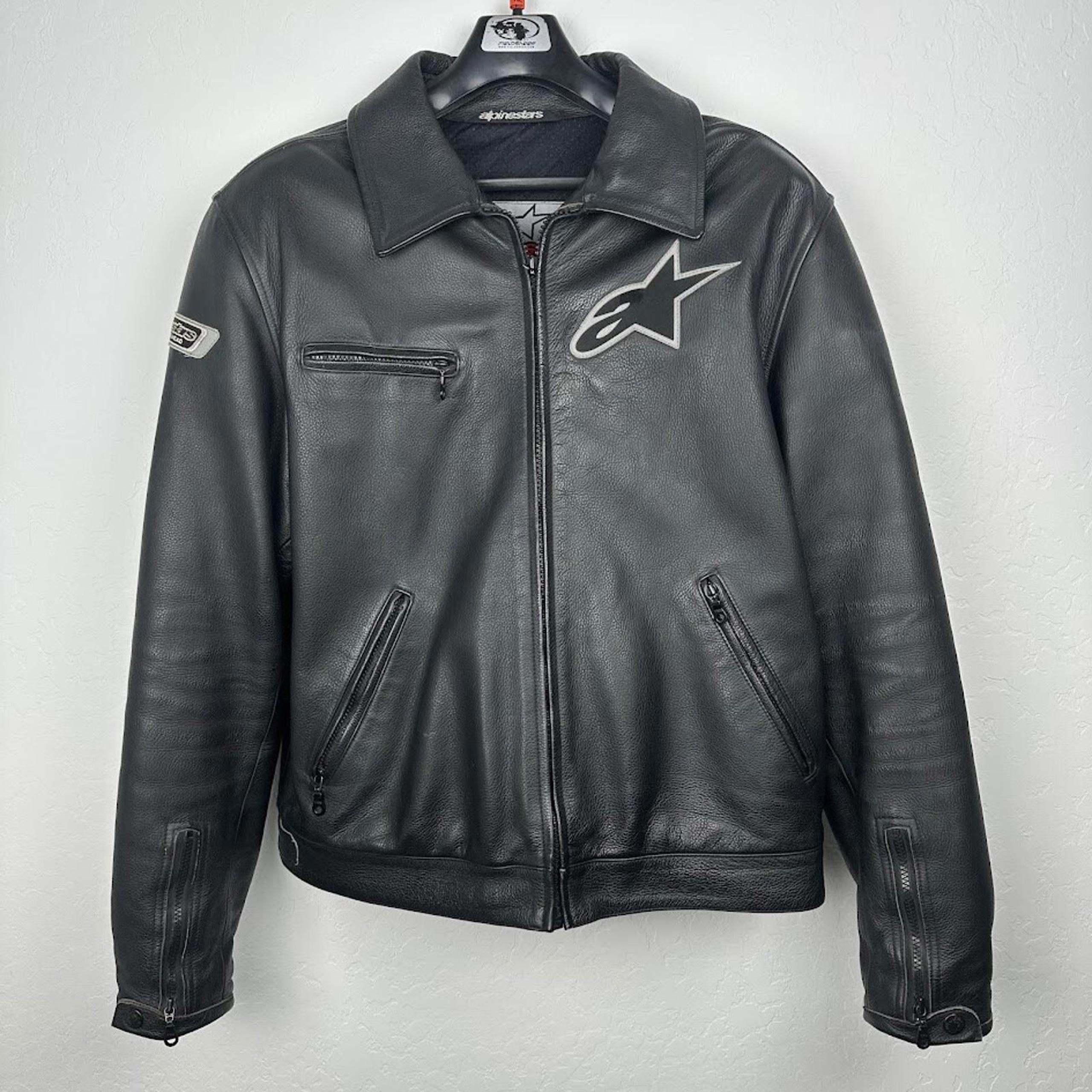 Alpinestars Leather Motorcycle Jacket Motorbike Black Mens 58 Racing Ahead
