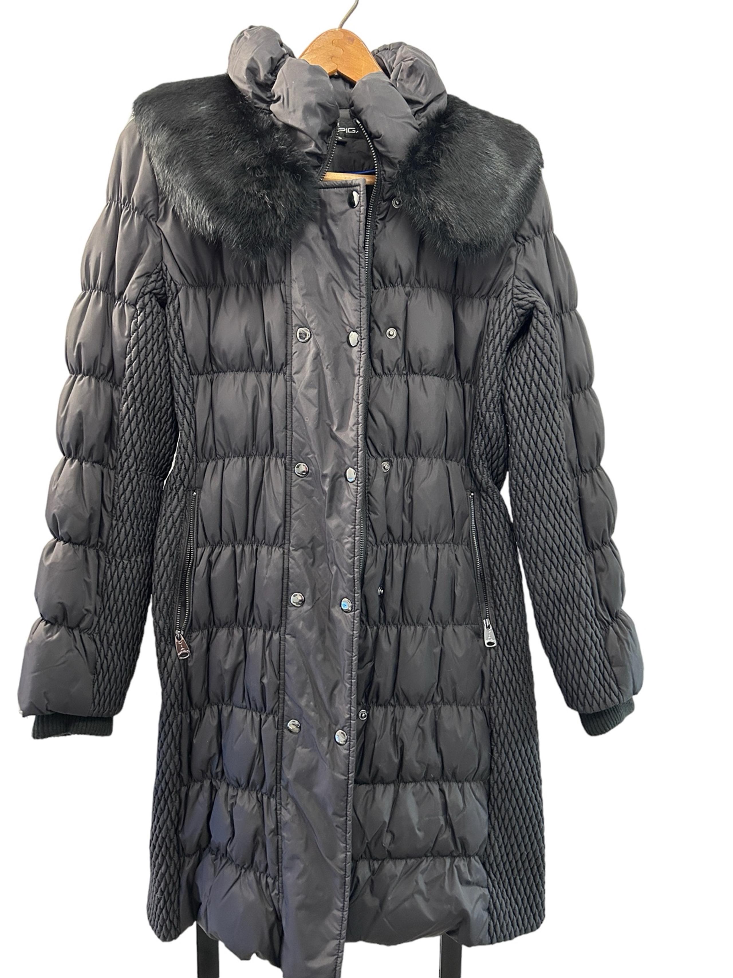 Women’s Via Spiga Fur Trimmed Belted Puffer Coat Sz Small