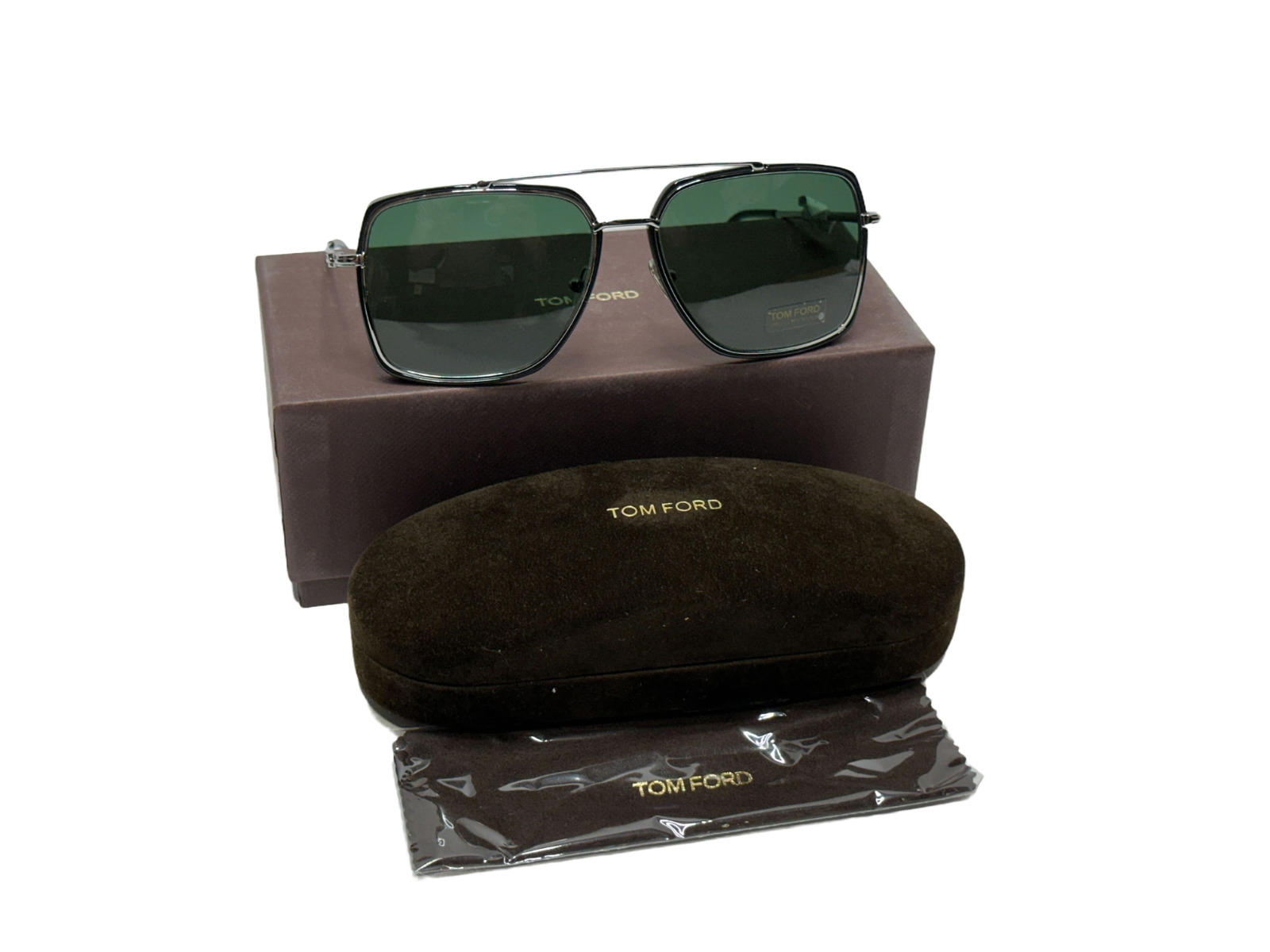 Tom Ford LIONEL 750 01N Shiny Black / Green Sunglasses TF750-01N 60mm NEW