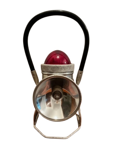 Vintage Railroad Lantern w/Red Top & Bracket - The Handilite Co Sturgeon Bay USA