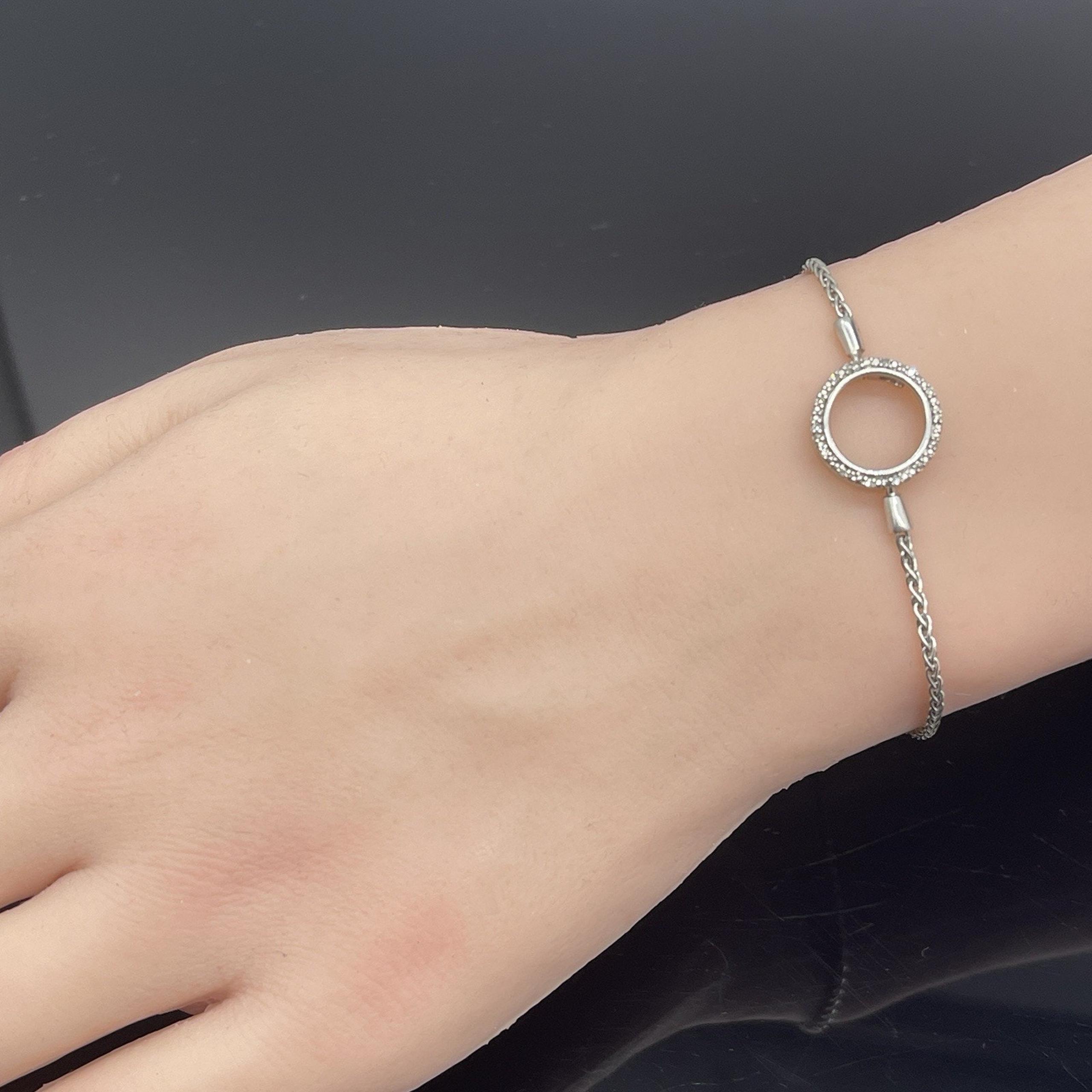 Diamond & Sterling Silver Circle Bracelet Adjustable Slide Closure Kay Jewelers