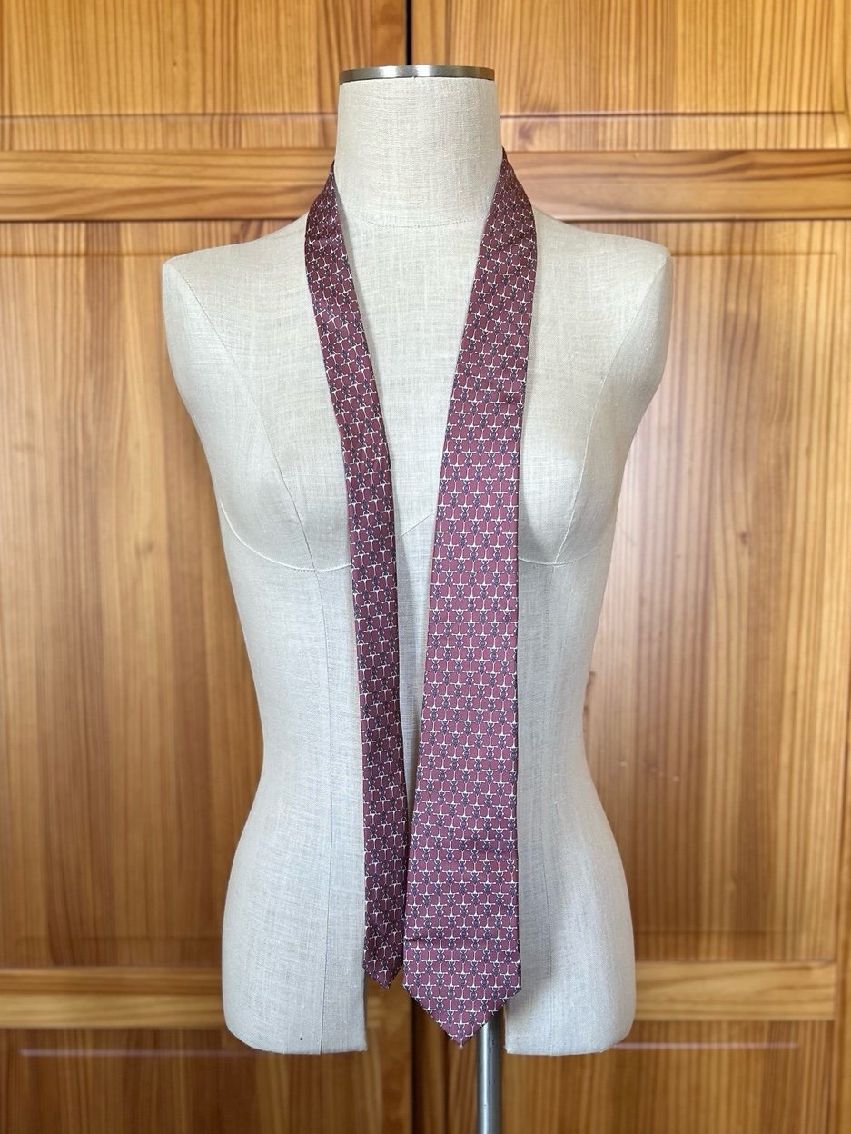Vintage Christian Dior Horse Bit Silk Tie Red Pink Office Luxury Novelty Print