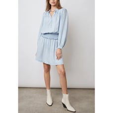 Rails Shawna Denim Long Sleeve Ruffle Colar Mini Dress Light Vintage Size XL