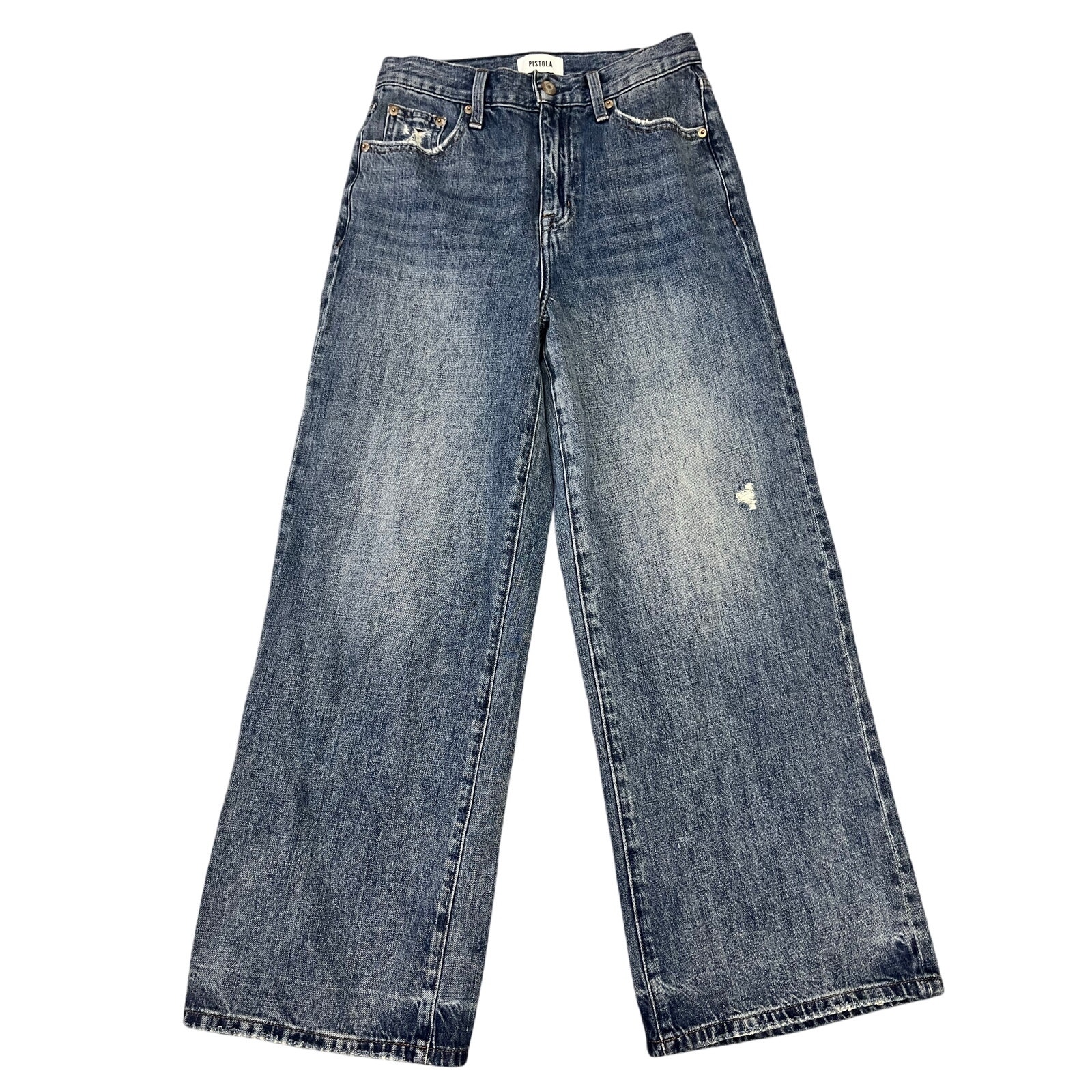 Pistola Ultra High-Rise Wide Leg Crop, Women’s Sz 25, Medium Wash Classic Retro