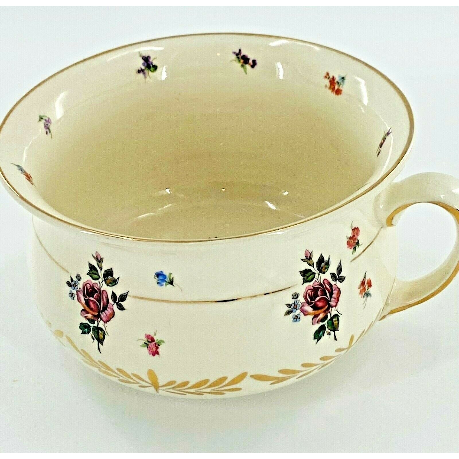 Antique ENGLAND 5104 Handled Chamber Pot - Victorian Porcelain Floral Bowl -