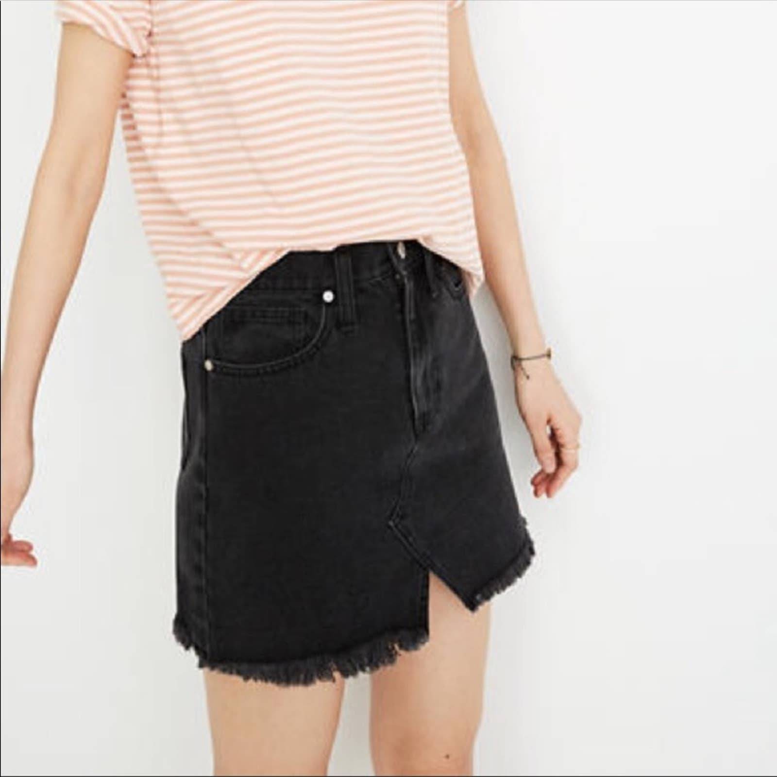 Madewell Rigid A-Line Fringe Denim Skirt