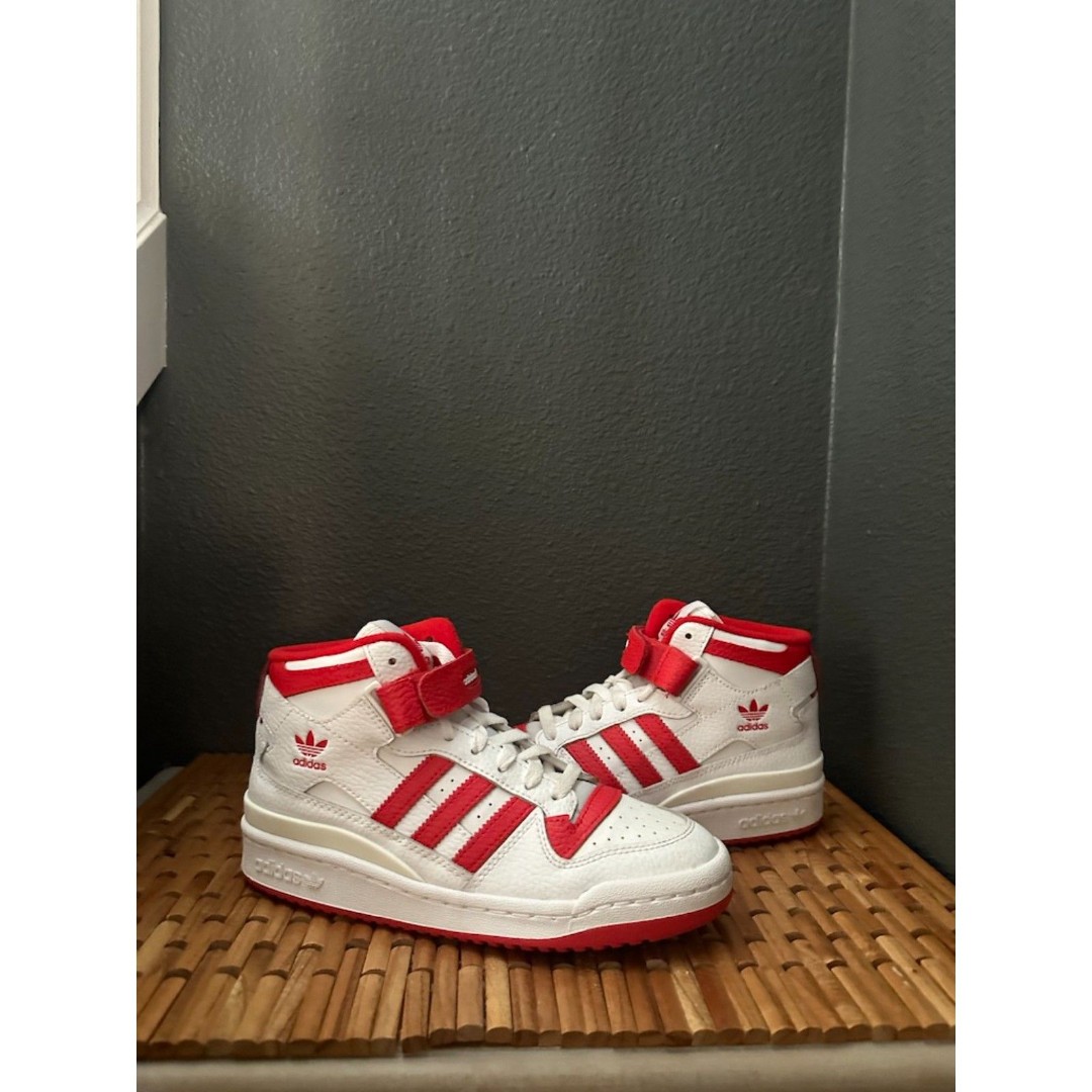 Adidas Forum Mid Red White Basketball Sneakers Youth Size 5