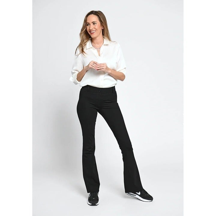 BETABRAND 68 Classic Black Bootcut Dress Yoga Pant Work Trouser Petite Medium