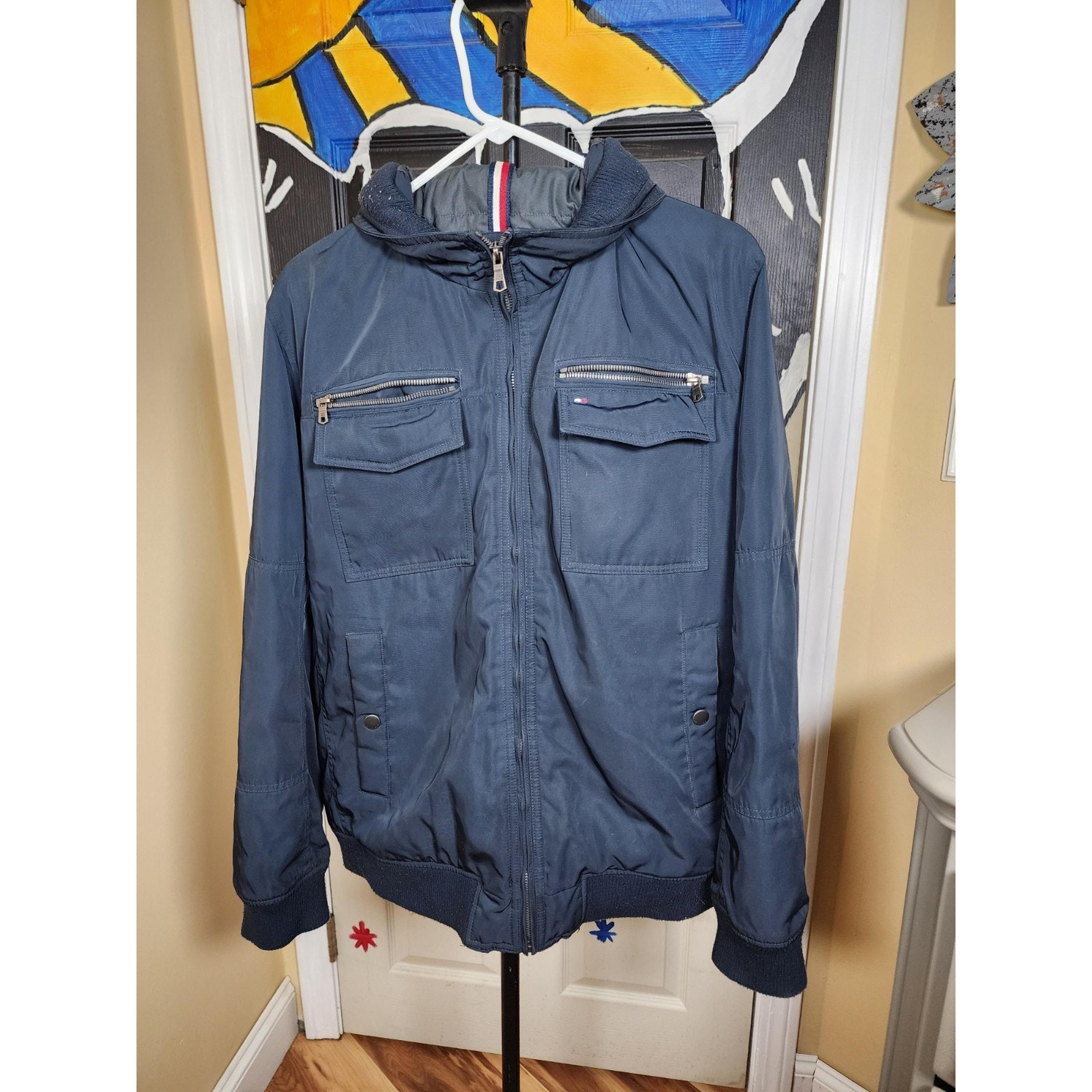 Tommy Hilfiger Jacket Men’s XXL Mockneck Full Zip Navy Blue Red