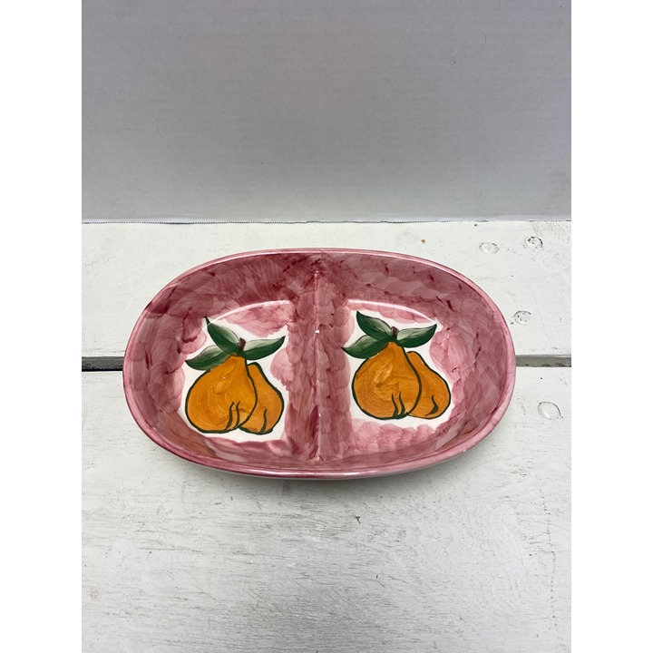 Vintage California Pottery Divided Serving Dish (Pears)