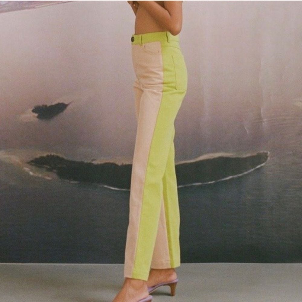 Paloma Wool Dax Pant in Kiwi Dual Tone Colorblock
